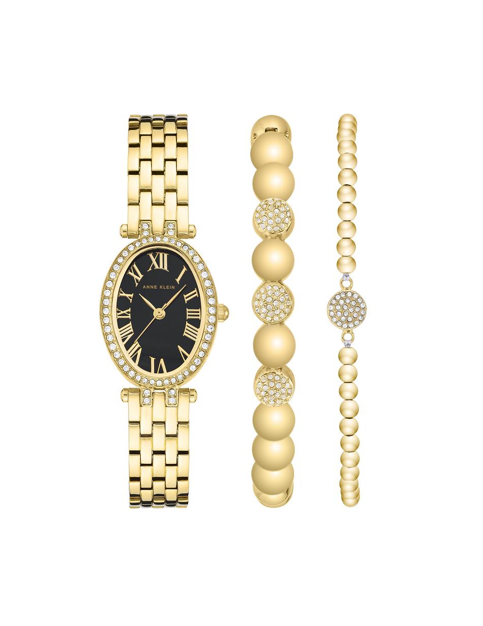 Anne Klein Oval Watch and Bracelet with Premium Crystals Sets Goud | TNLWZ75649