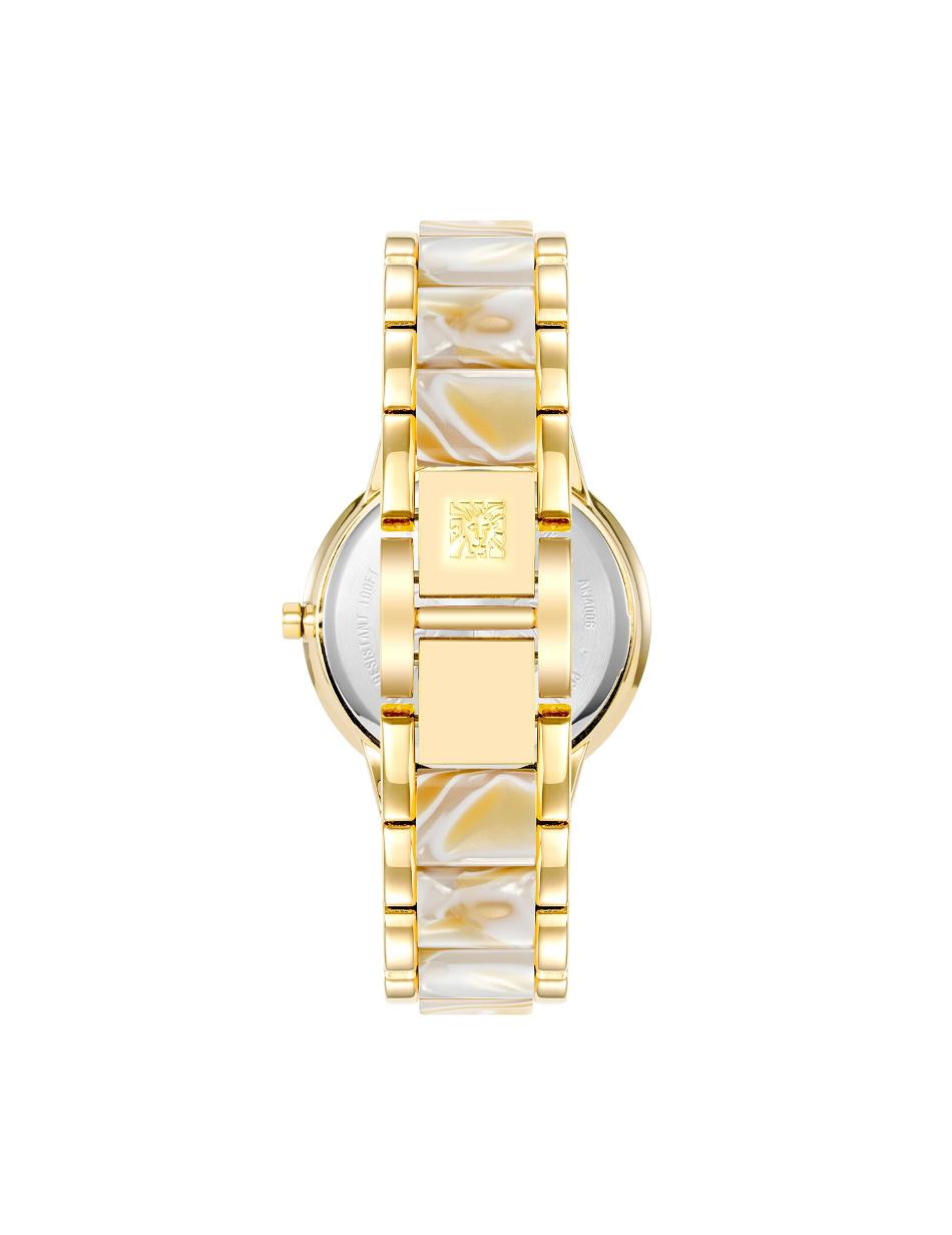 Anne Klein Patterned Mother of Pearl Dial Watch Metalen Goud Wit | XNLBH71447