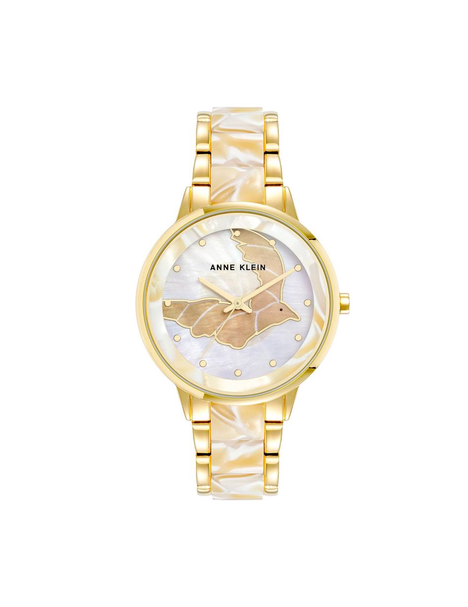 Anne Klein Patterned Mother of Pearl Dial Watch Metalen Goud Wit | XNLBH71447