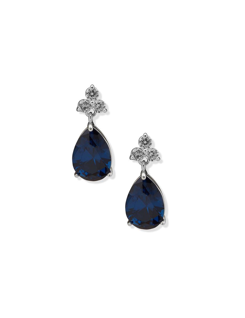 Anne Klein Pear Stone Drop Post Sapphire Doorboorde oorbellen Blauw Zilver | DNLVO68660