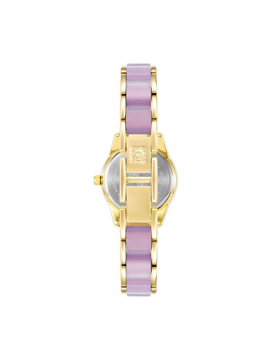 Anne Klein Pearlescent Resin Link Bracelet Watch Metalen Goud Lavendel | NLCVG74061