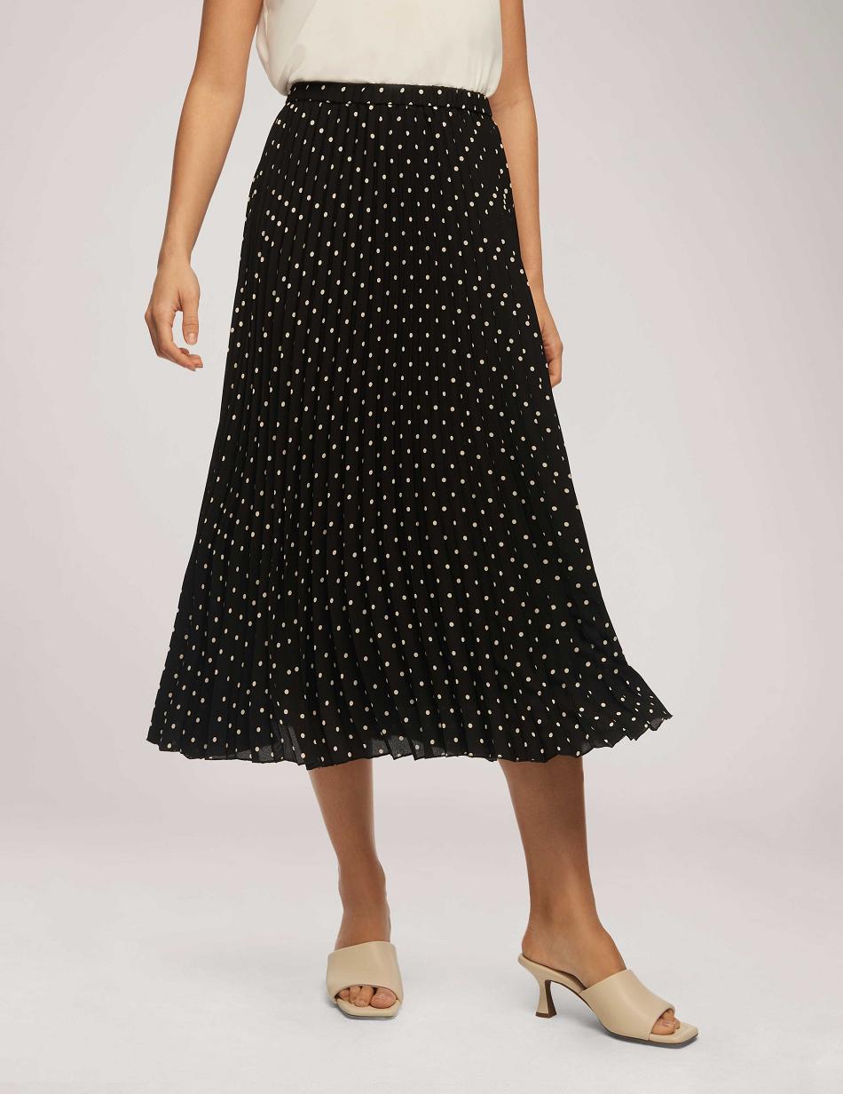 Anne Klein Polka Dot Chiffon Pull On Geplooid Skirt Bestsellers Zwart Wit | ZNLNQ92914