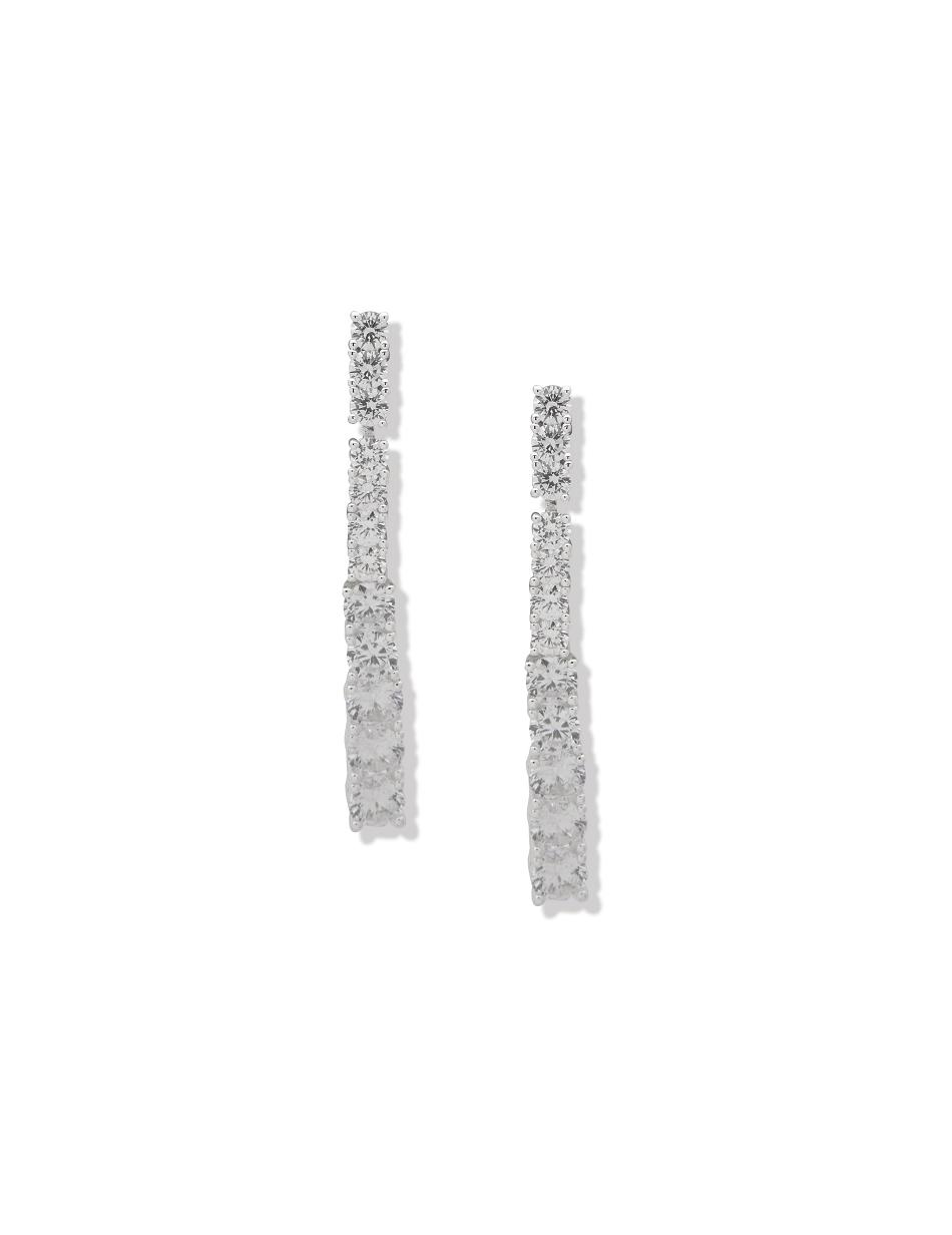 Anne Klein Prong Round Stone Linear Earring Zilver Grijs | DNLVO95543