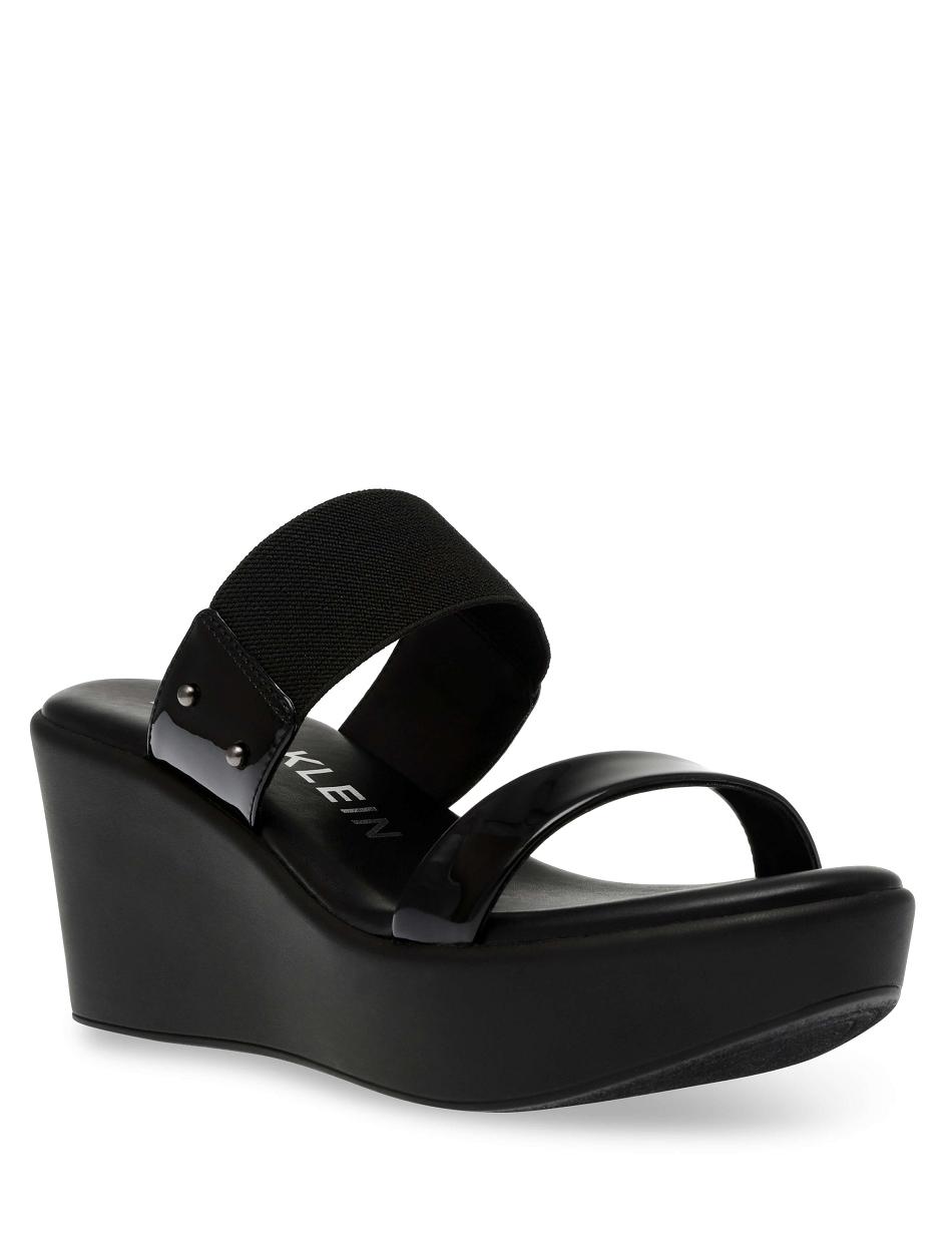 Anne Klein Pylos Platform Sandal Sleehakken Zwart | ANLDF35169