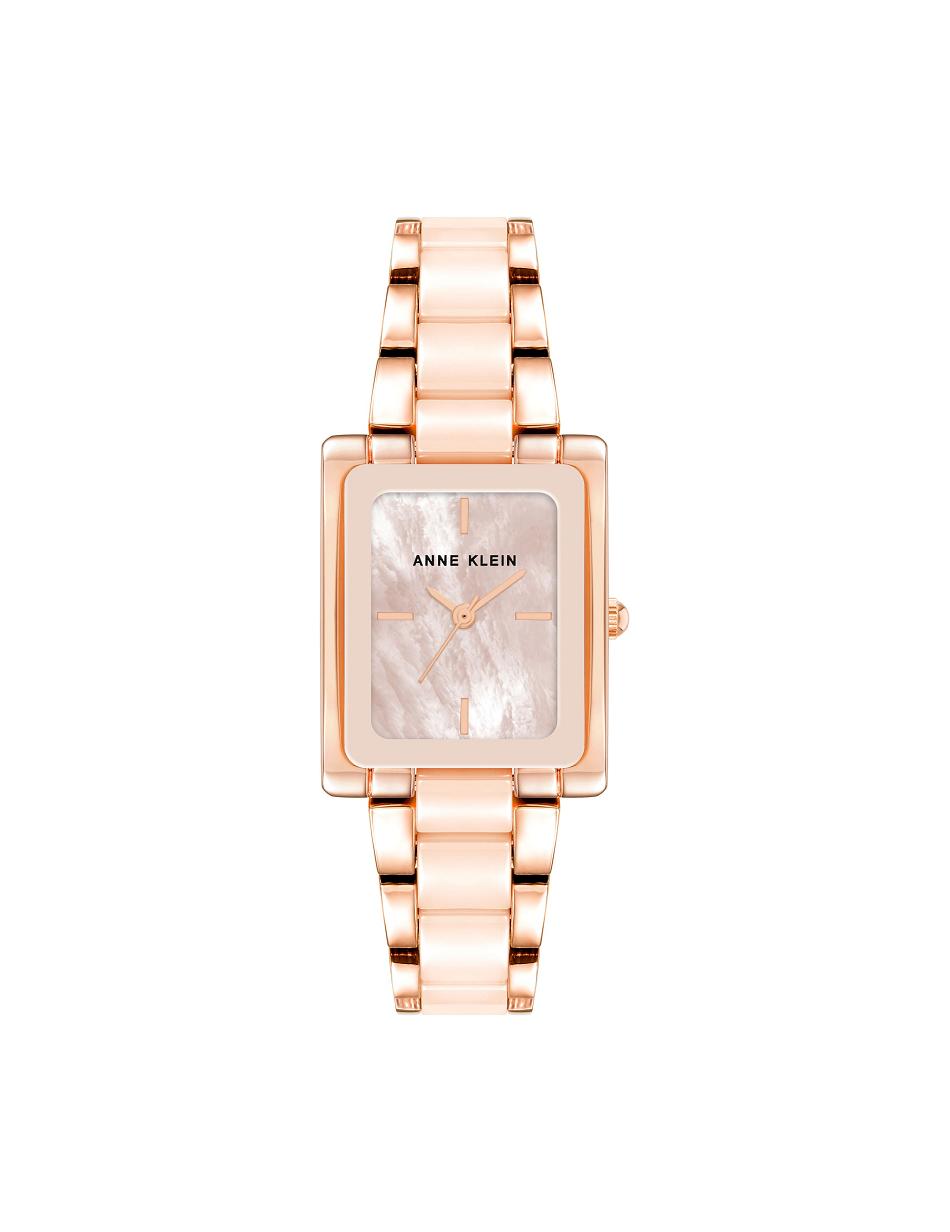 Anne Klein Rectangular Case Bracelet Watch Keramiek Roze | ENLVG56140