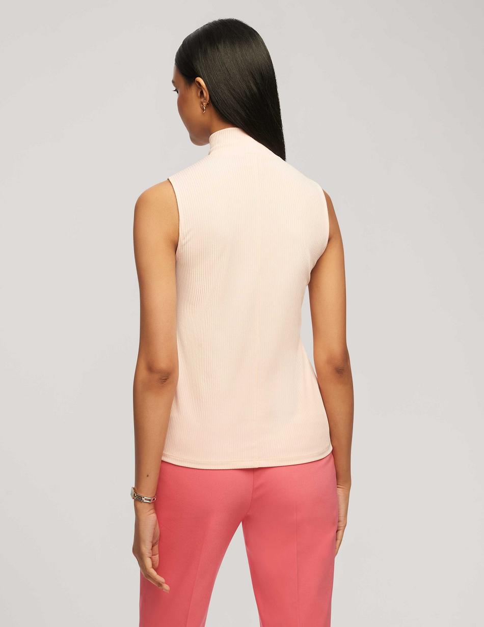 Anne Klein Rib Knit Seamed Mock Neck Shell Topjes Koraal | ENLVG71172