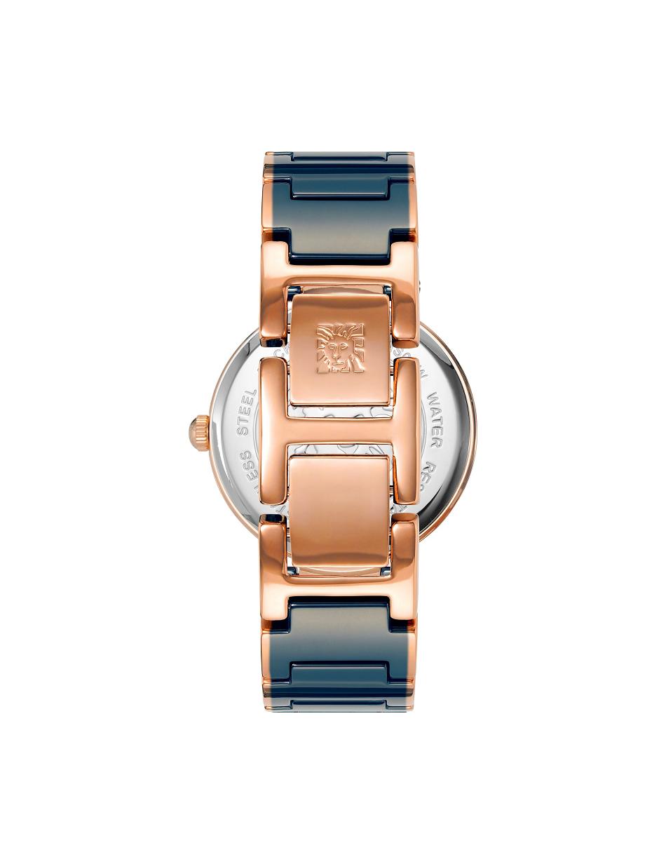 Anne Klein Solar Powered Keramiek Watch Beschouwd Donkerblauw Roze Goud | BNLSD29761