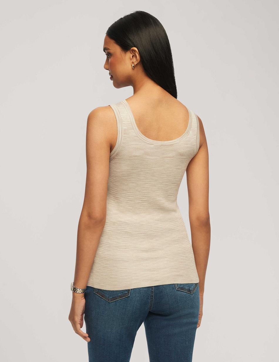 Anne Klein Space Dye Yarn Scoop Neck Tank Topjes Wit | NLICD66179