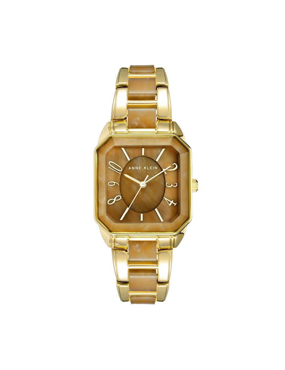 Anne Klein Square Case Resin Link Bracelet Watch Metalen Bruin Goud | MNLFT24583