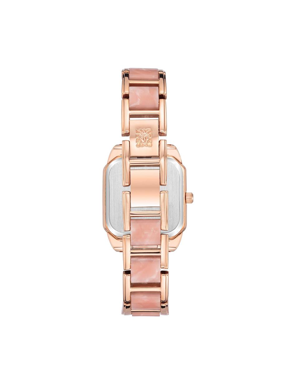 Anne Klein Square Case Resin Link Bracelet Watch Metalen Roze Goud Roze | XNLGW36797