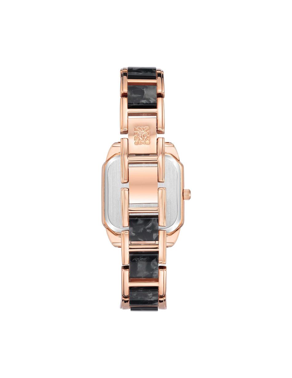 Anne Klein Square Case Resin Link Bracelet Watch Metalen Roze Goud Grijs | ZNLMJ72218