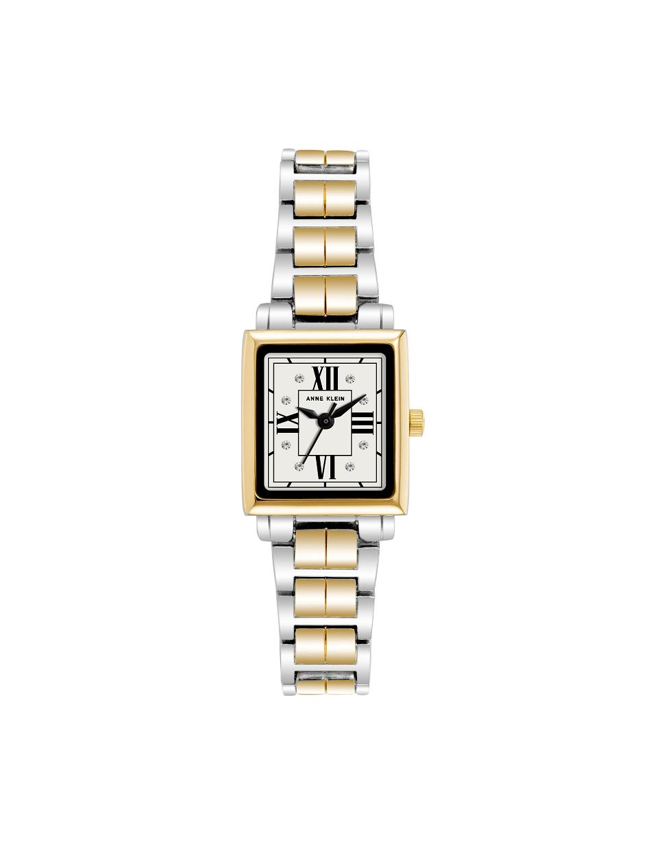 Anne Klein Square Case Two-Tone Bracelet Watch Metalen Zilver Goud | SNLVO24503