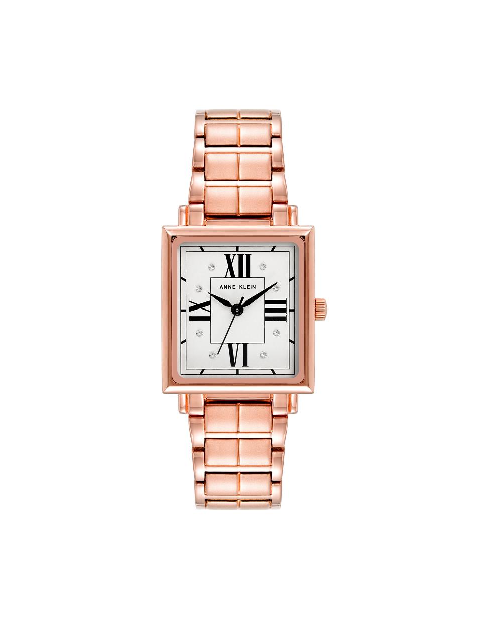 Anne Klein Square Crystal Accented Dial Watch Metalen Roze Goud | NLDFL22324