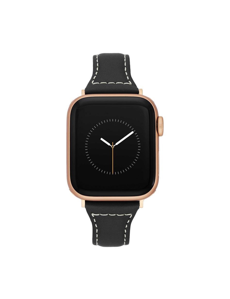 Anne Klein Stitched Leren Band for Apple Watch® Bestsellers Zwart Roze Goud | NLJKU17421