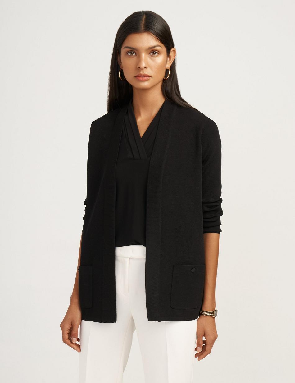 Anne Klein Two Pocket Malibu Cardigan Truien Zwart | NLEAH77408