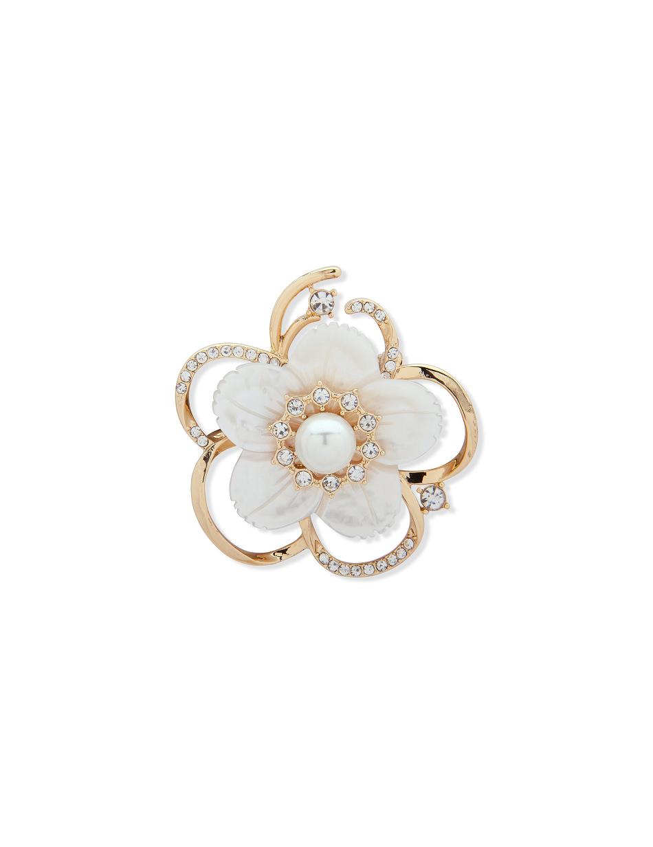 Anne Klein White Flower Brooch Gold Broches Wit Bloemen Goud | NLCIF28757