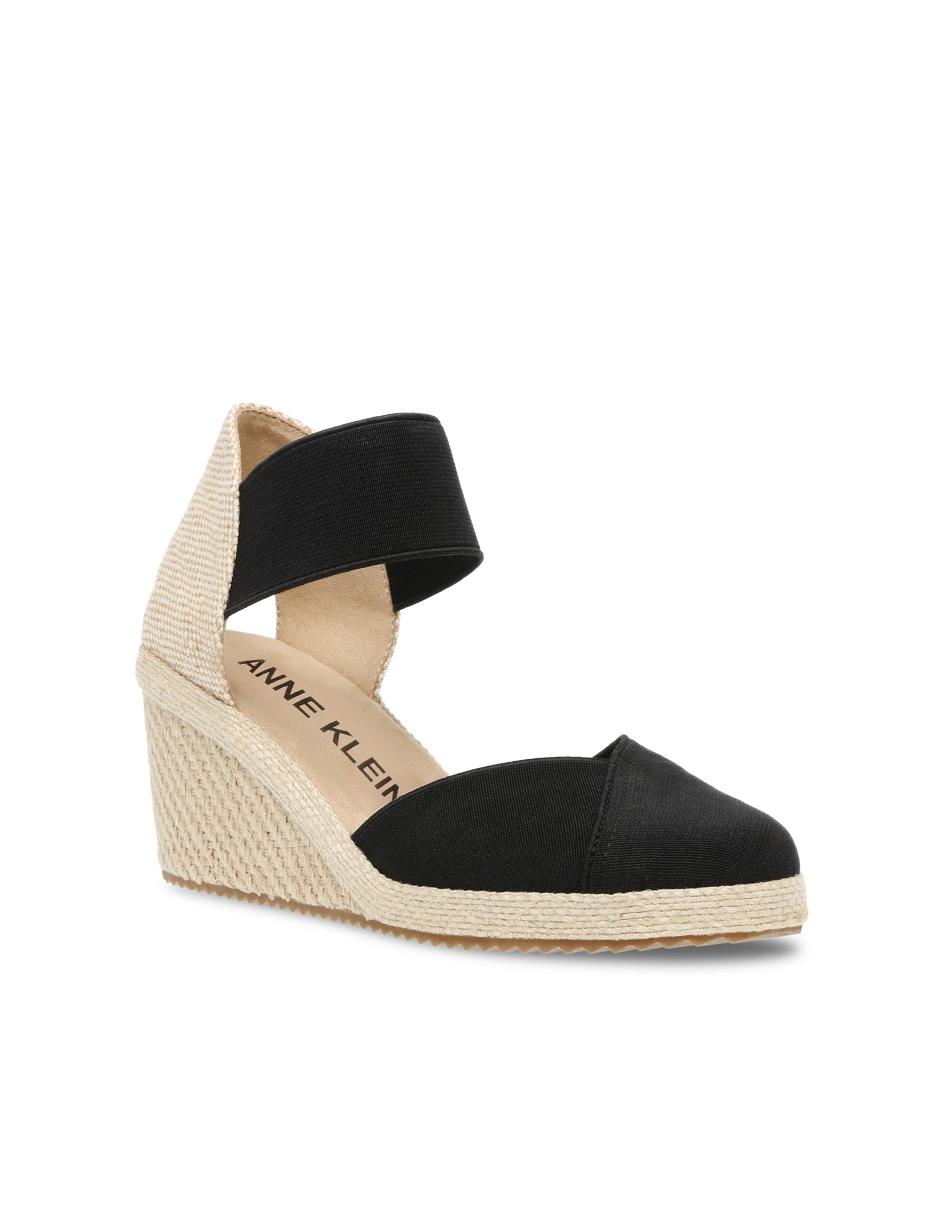 Anne Klein Zoey Round Neus Espadrilles Sleehakken Zwart | NLNZX19304