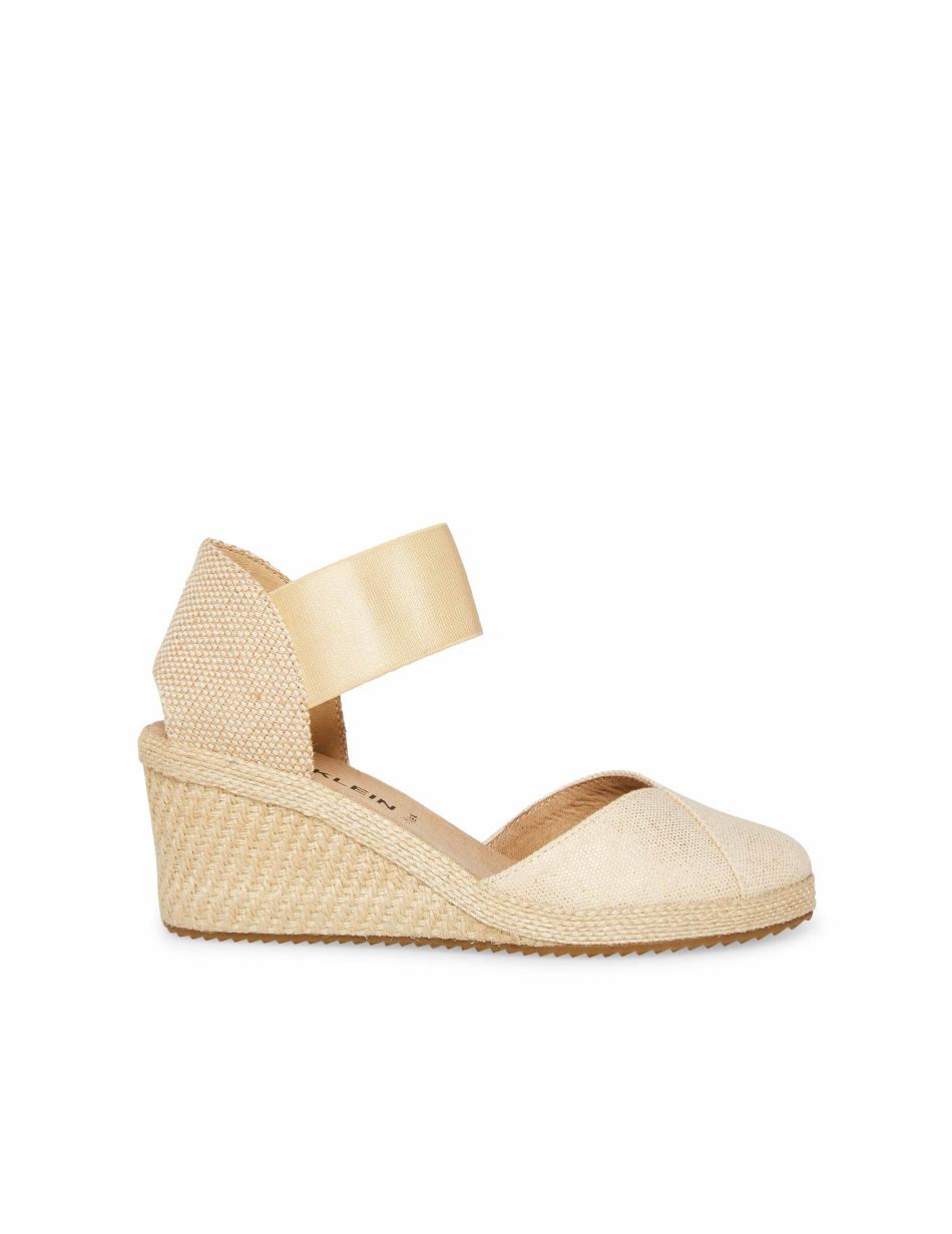 Anne Klein Zoey Round Neus Espadrilles Sleehakken Goud | NLZDE17125